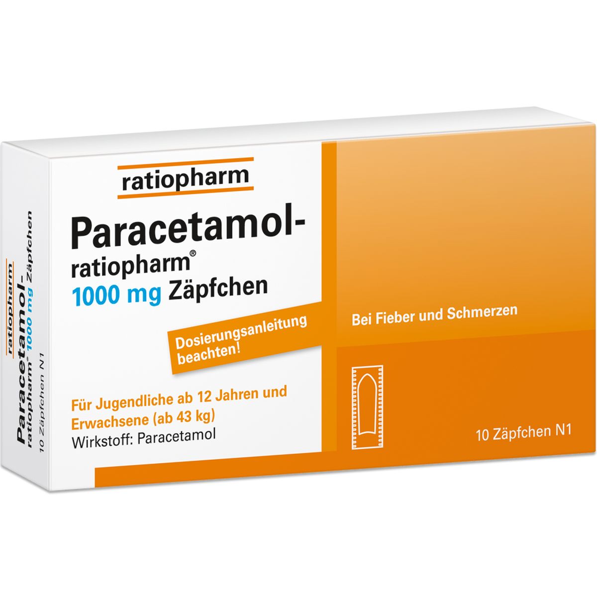 PARACETAMOL-ratiopharm 1.000 mg Zpfchen